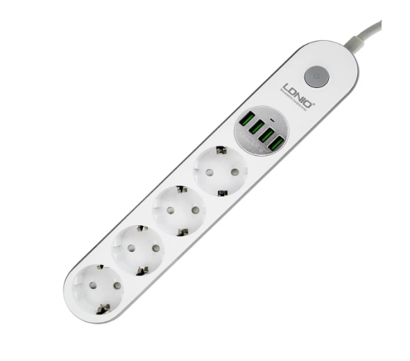 Сетевой фильтр удлинитель с USB выходами 4x220V и 4xUSB длина 2 м. LDNIO