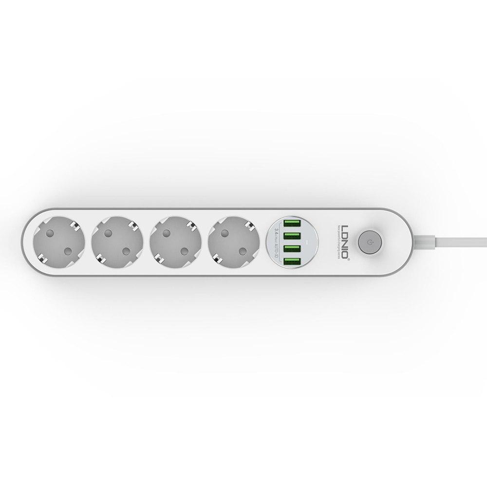 Сетевой фильтр удлинитель с USB выходами 4x220V и 4xUSB длина 2 м. LDNIO
