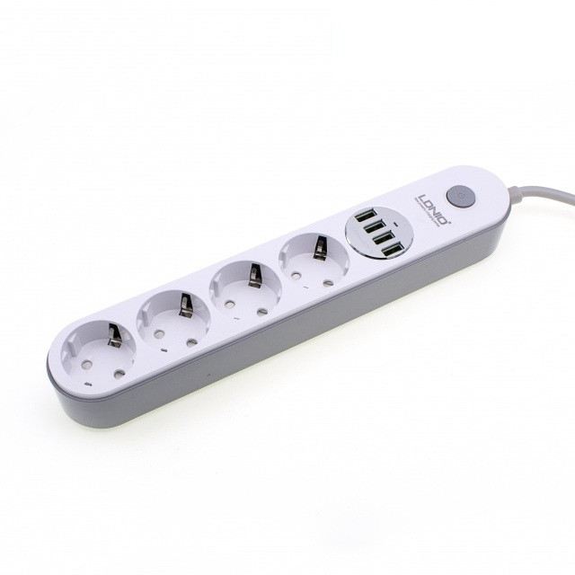 Сетевой фильтр удлинитель с USB выходами 4x220V и 4xUSB длина 2 м. LDNIO