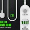 Сетевой фильтр удлинитель с USB выходами 4x220V и 4xUSB длина 2 м. LDNIO
