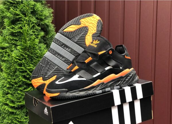 Мужские кроссовки Adidas Niteball FW2477,черные с оранжевыми вставками