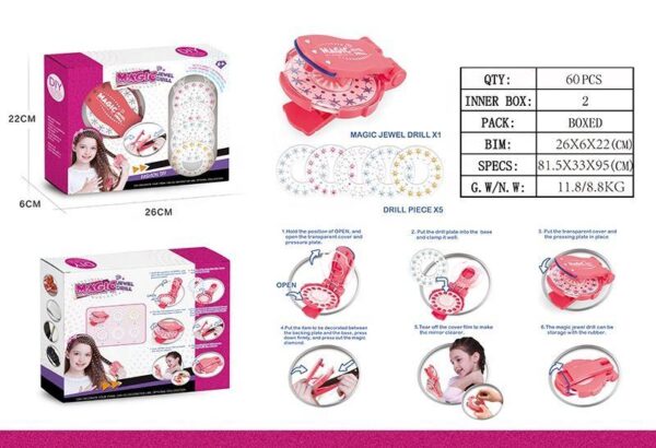 Magic Jewel Drill Diy Интерактивная прическа для девочек Красота Play Set Toy Braider Kits Make Up Girl
