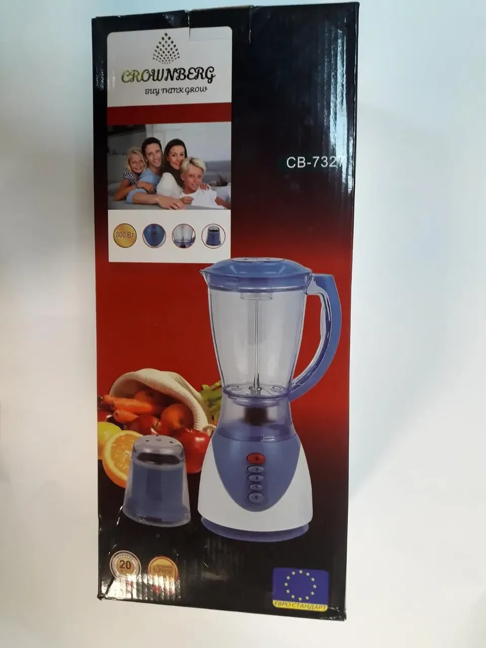 Блендер мощность 800W Crownberg CB-7327 с чашей на 1,5 литров 3 режима скорости