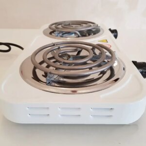 Электрическая настольная плита две конфорки Hot Plate HP-JX2020B спиральный тен, 2 кВт, 5 режимов Белый UKG