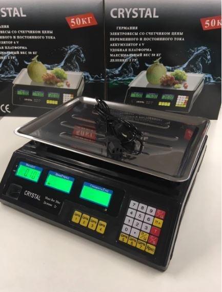 Весы электронные торговые со счетчиком цены Crystal CT-500 до 50 кг