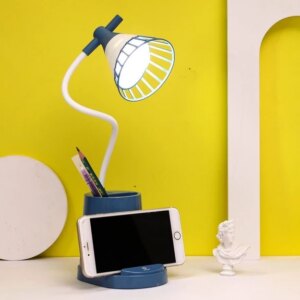 Лампа на гибкой ножке DESKTOP LAMP EL-2176  синий с функцией Powebank 1200mAh, держателем телефона
