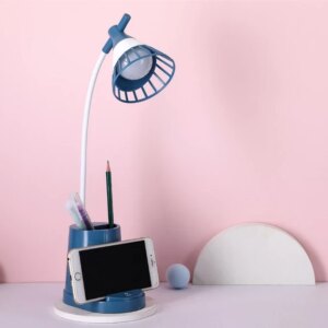 Лампа на гибкой ножке DESKTOP LAMP EL-2176  синий с функцией Powebank 1200mAh, держателем телефона