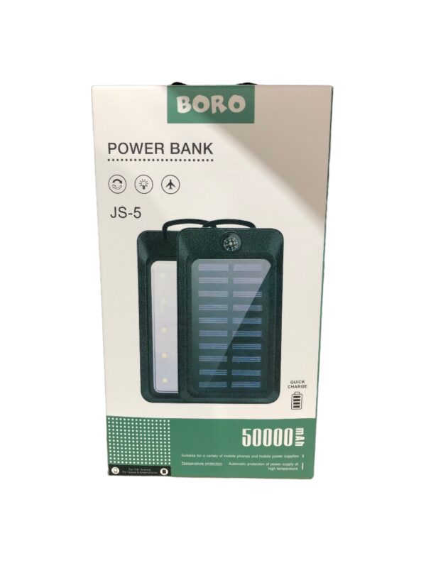 Повербанк с солнечной панелью (power bank) 50000mAh (2400mAh) Boro JS-5
