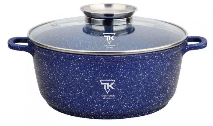 Кастрюля казан с мраморным антипригарным покрытием 24см 4,2л Top Kitchen TK00052 Синий