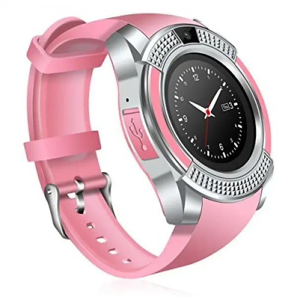 Часы Smart watch V8 розовый с камерой и sim-картой