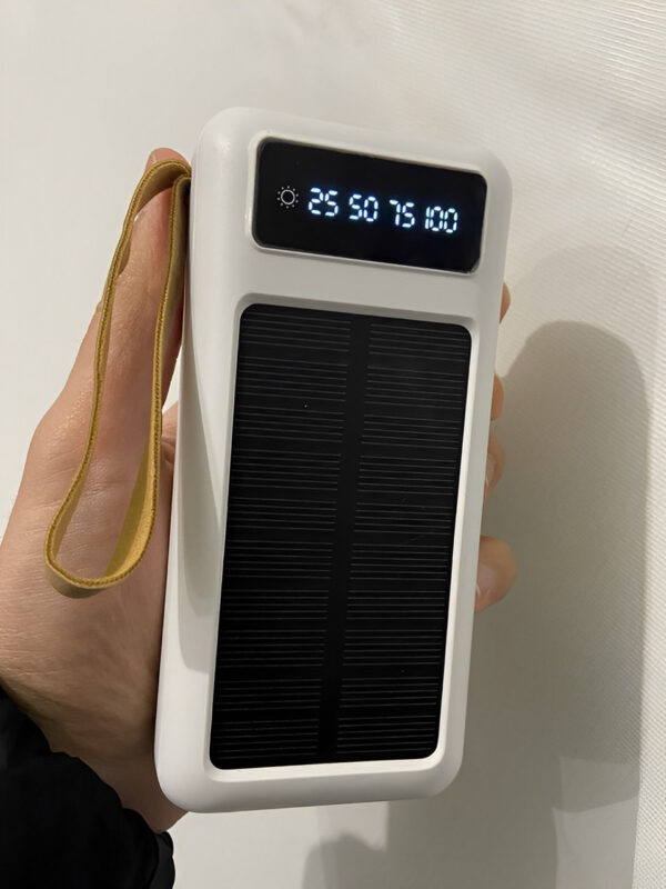 Повербанк Viaking 30000 mAh с солнечной панелью, 4 кабеля, Портативное зарядное устройство