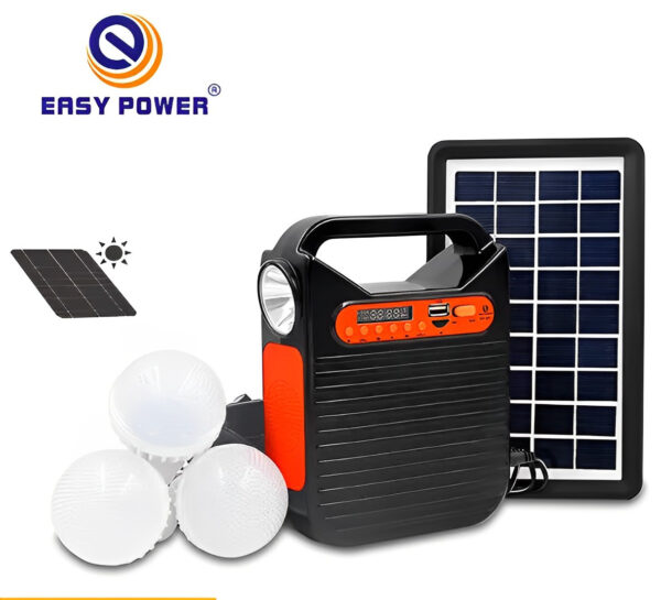 Фонарь-Power Bank EP-391bt радио-блютуз с солнечной панелью+лампочки 3шт