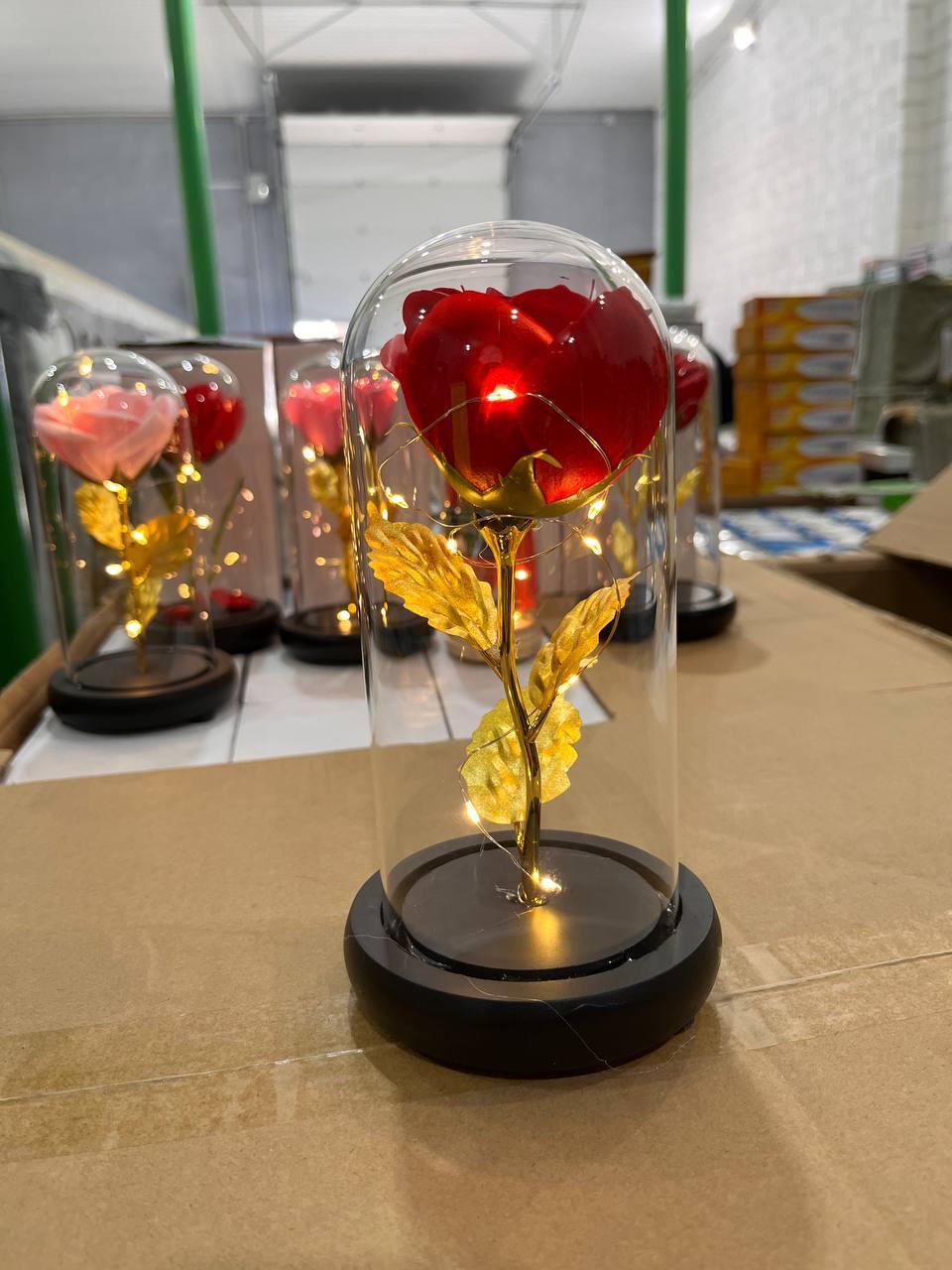Rose in a Flask with LED SMALL No. A54 Red