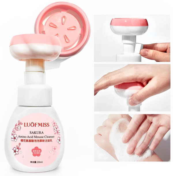 Очищающий мусс-пенка для умывания с аминокислотами LUOFMISS Sakura Amino Acid Mousse Cleanser