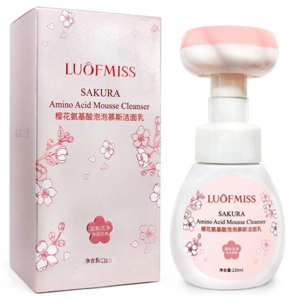 Очищающий мусс-пенка для умывания с аминокислотами LUOFMISS Sakura Amino Acid Mousse Cleanser
