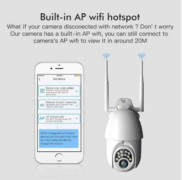 Уличная IP камера видеонаблюдения поворотная WiFi камера Sdeter IPC-V380-Q10 1080P