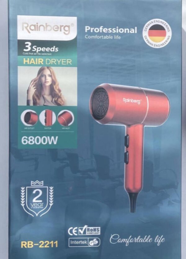 Фен для укладки волос Rainberg RB-2211 6800 W Красный