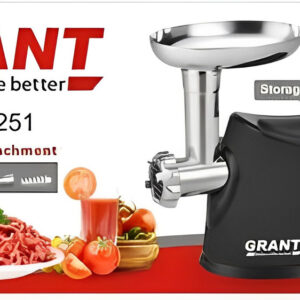 Электрическая мясорубка GRANT 6251 3000W с соковыжималкой для томатного сока Черная