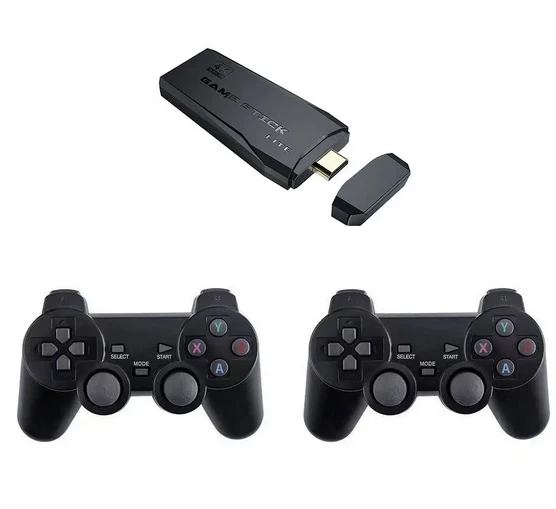 Игровая приставка M8 64gb Mini Game Stick 4K HDMI + 2 беспроводных джойстика, консоль для телевизора