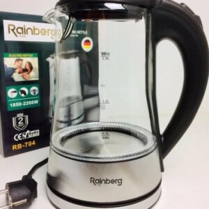 Стеклянный электрический чайник на 2 литра Rainberg RB704 с LED подсветкой 2200W Black