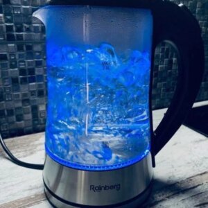 Стеклянный электрический чайник на 2 литра Rainberg RB704 с LED подсветкой 2200W Black