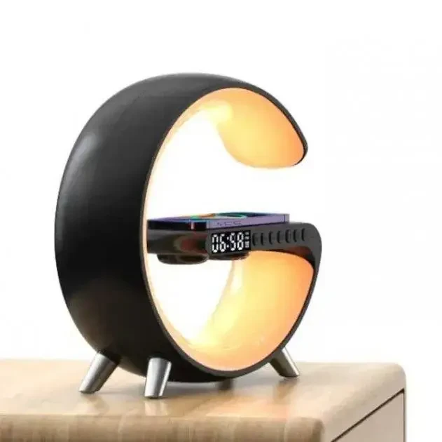 Світильник, нічник RGB Smart Light Sound Machine з бездротовою зарядкою 15W та Bluetooth-колонкою 3W — чорний