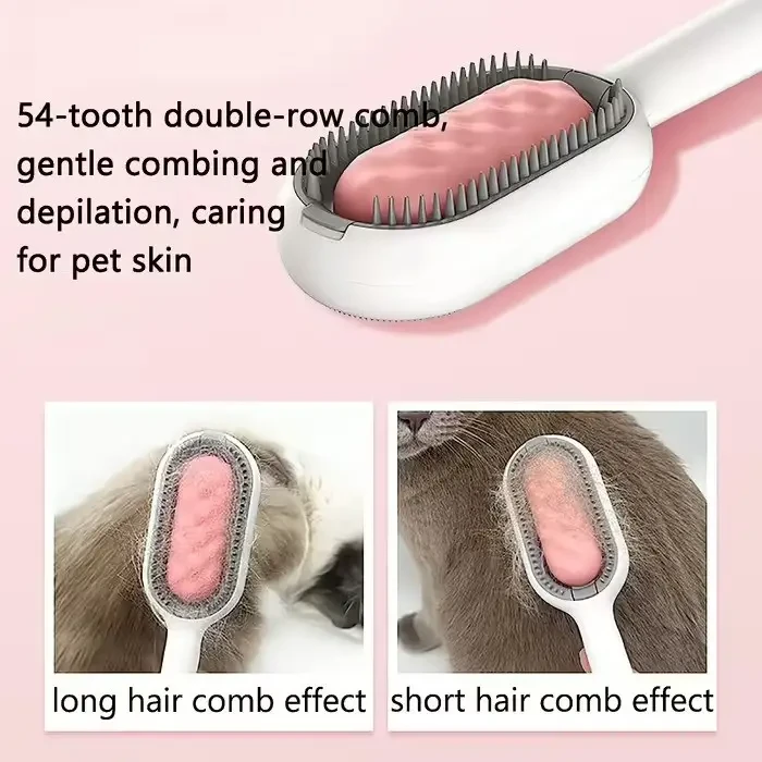 Щетка для вычесывания шерсти домашних животных 4 в 1 Pet Cleaning Comb с массажем и чисткой вещей Pink W28