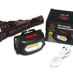 Фонарь налобный аккумуляторный Bailong BL 203 / 7568 COB MicroUSB Черный