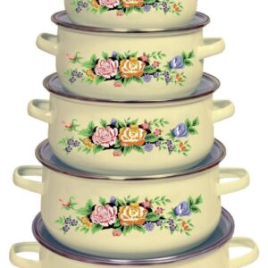 Набор эмалированных кастрюль Higher Kitchen ZP-321 10 шт. цвет желтый
