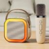 Караоке Светодиодный беспроводной на 2 Микрофона, аудио микрофон детское караоке SPEAKER K12