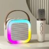 Караоке Светодиодный беспроводной на 2 Микрофона, аудио микрофон детское караоке SPEAKER K12