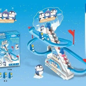 Музыкальная игрушка-трек пингвины на горке 3311 "Happy Penquim", синий с белым