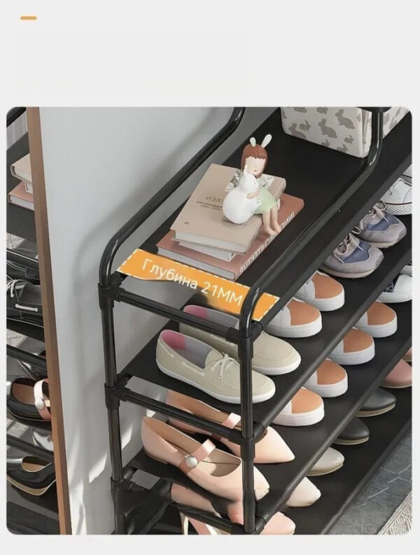Стеллаж для обуви Shoe rack BLACK Полка для обуви-08-02, Металл, 60х18.5х78.5 см