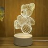 Акриловый 3D ночник-светильник Мишка несколько подсветок с пультом
