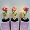 Роза в колбе под стеклянным куполом стабилизированный цветок Pink с подсветкой Большая
