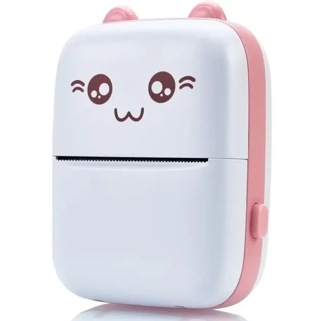 Портативный мини принтер 6 рулонов Mini Printer термопринтер карманный детский принтер термо принтер Розовый