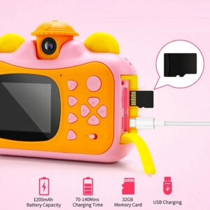 Детская камера 12 МП 1080P с функцией печати Детский фотоаппарат Розовый