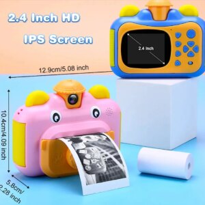 Детская камера 12 МП 1080P с функцией печати Детский фотоаппарат Розовый