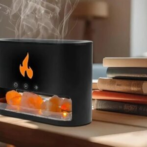 Увлажнитель воздуха Docsal Flame 3в1 с ультразвуковым увлажнением и соляными камнями. Черный