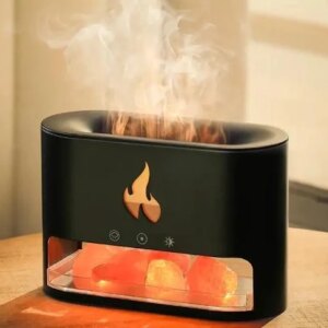 Увлажнитель воздуха Docsal Flame 3в1 с ультразвуковым увлажнением и соляными камнями. Черный