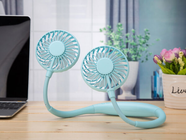 Вентилятор на шею портативный с аккумулятором Neck Fan Голубой Sport Fan31