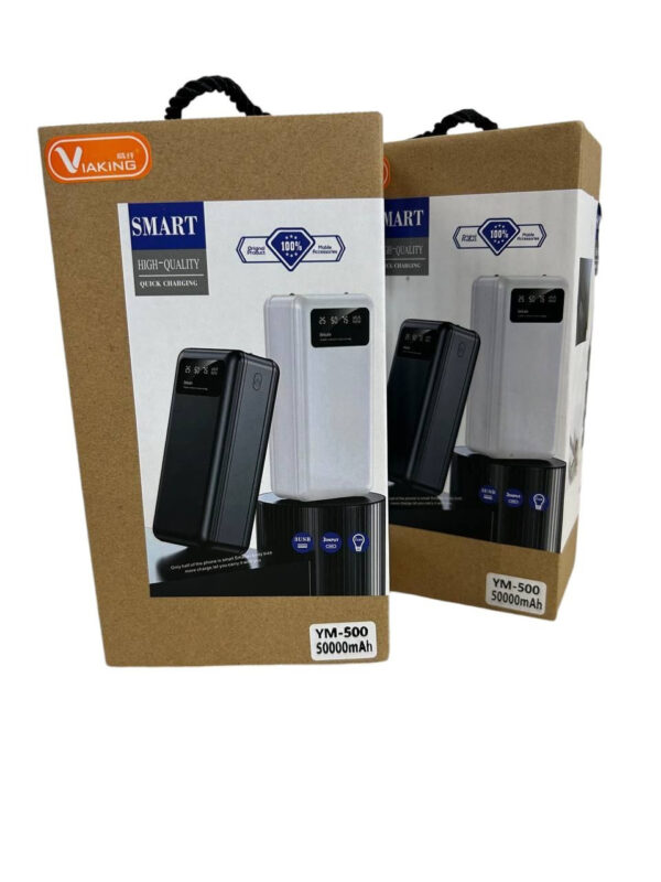 Повербанк power bank Viaking 50000 mAh YM-500 Фонарь 4 USB порта, дисплей, Powerbank Черный
