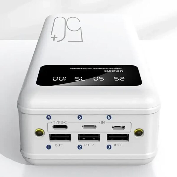 Повербанк power bank Viaking 50000 mAh YM-500 3 USB Type-C с фонариком Белый