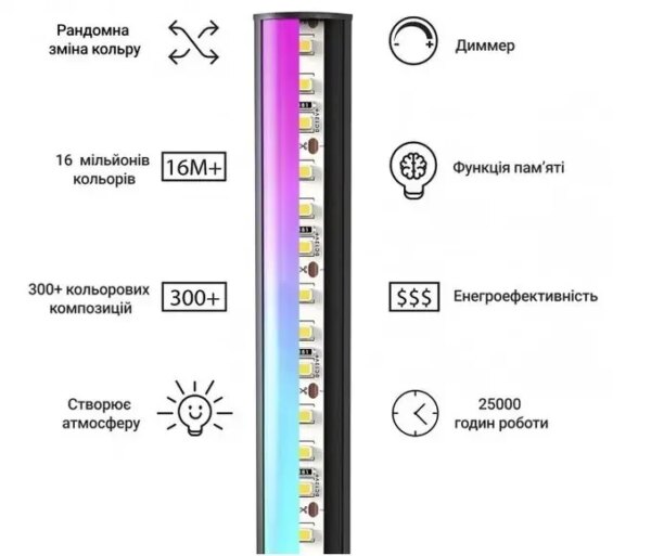 Напольная Лампа 1.4 m для спальни RGB светодиодная Напольная Лампа для спальни, HA-10