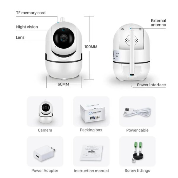 Беспроводная IP камера QC011 для видеонаблюдения дома Wifi поворотная со звуком и ночным видением