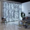 Гирлянда штора Большая капля росы на пульту 3х3 метра 300 led на USB White 8 режимов свечения