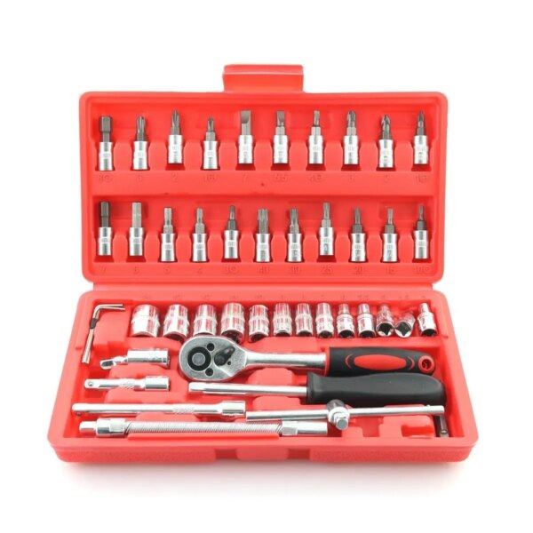 Автомобильный Набор Инструментов Piece Tool Set на 46 Ручных Инструментов в Пластиковом Кейсе