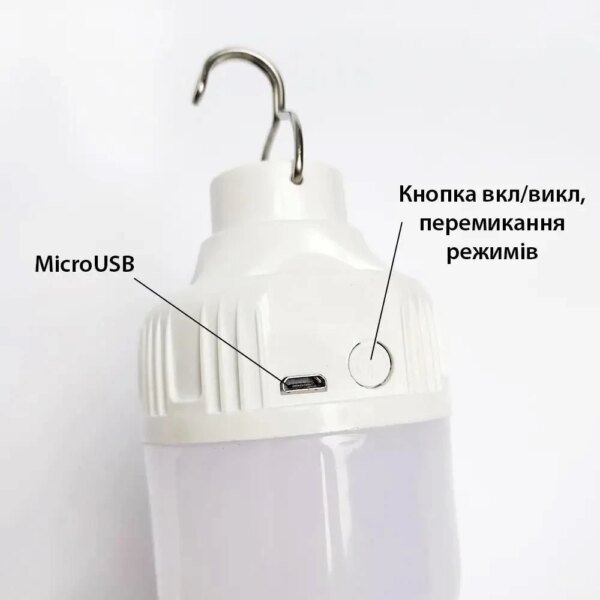 Лампа для кемпинга на крючке аккумуляторная с зарядкой Micro USB Solar BL HY-701 10W