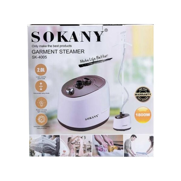 Напольный отпариватель для одежды SOKANY SK-4005 на 2 л, 1800 Вт, Белый