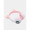 Беспроводные наушники с кошачьими ушками Cat MZ-023 Гарнитура RGB подсветкой FM microSD Розовые